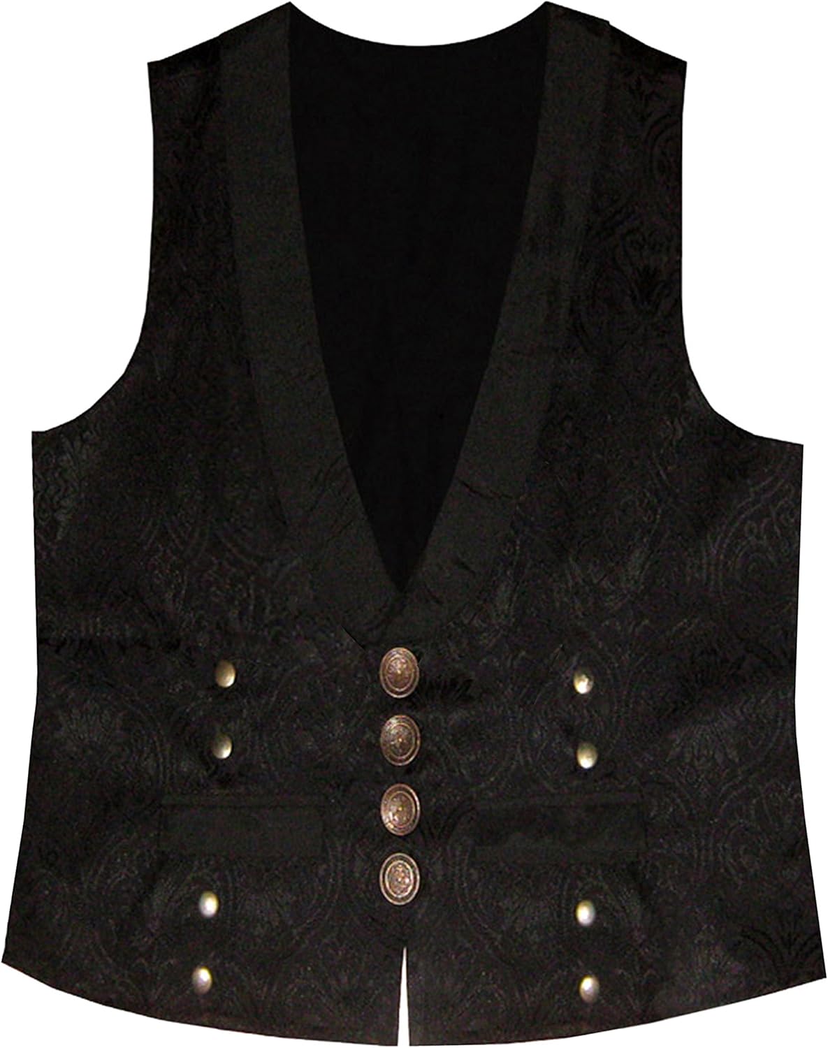 Steampunk Brocade Victorian Edwardian Western Gothic Men's Vest Black Bronze
