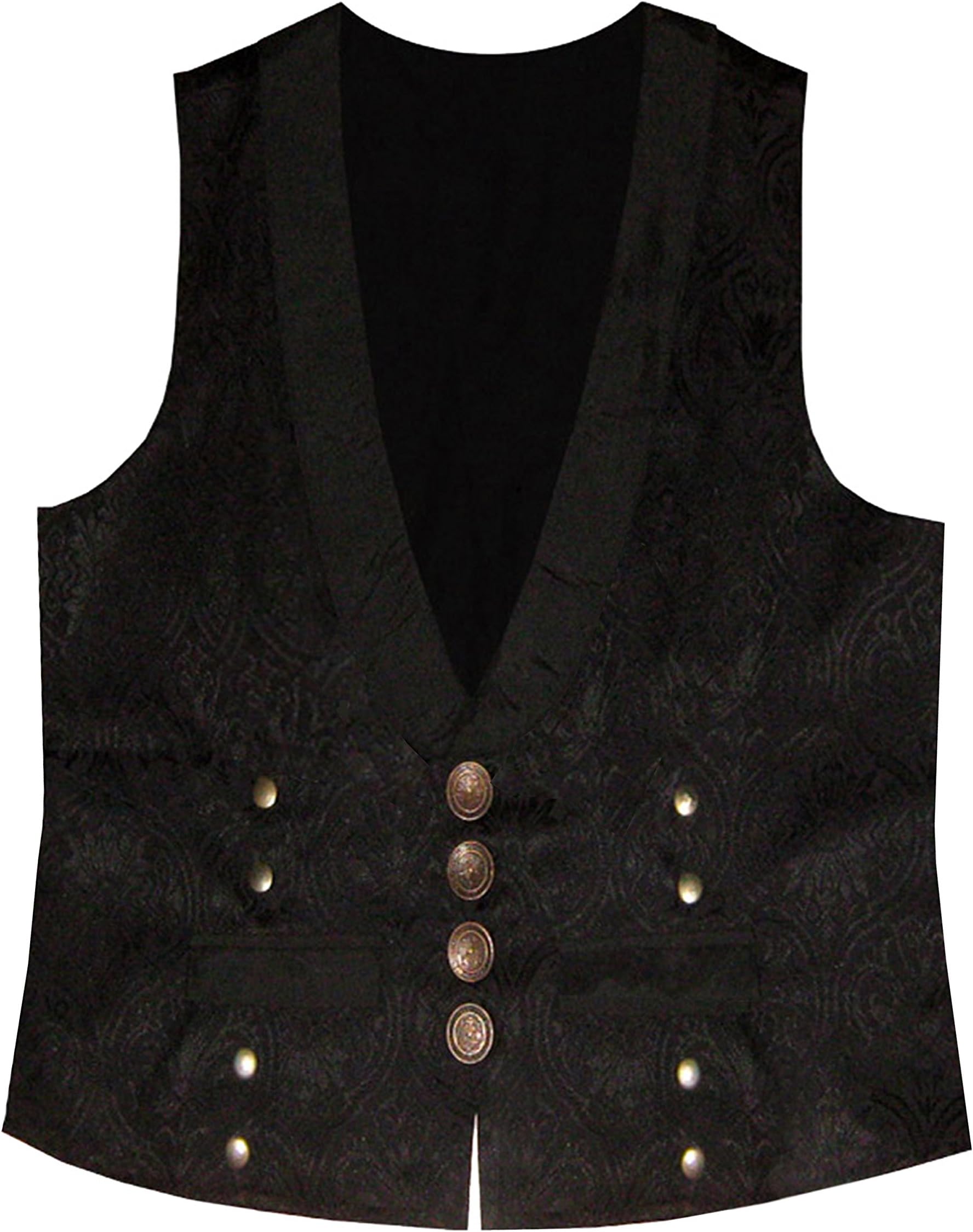 Steampunk Brocade Victorian Edwardian Western Gothic Men's Vest Black Bronze