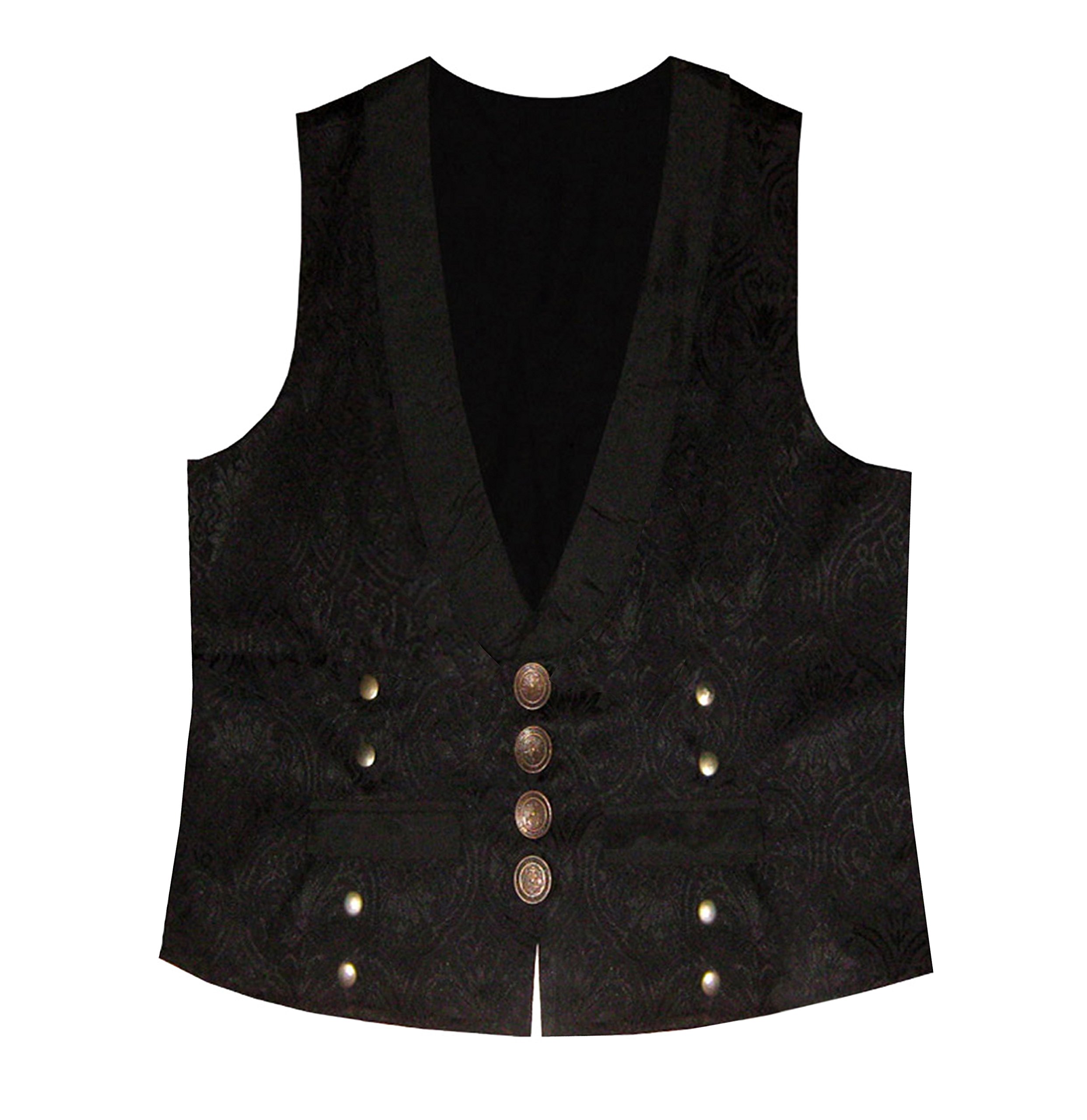 Steampunk Brocade Victorian Edwardian Western Gothic Men's Vest Black Bronze