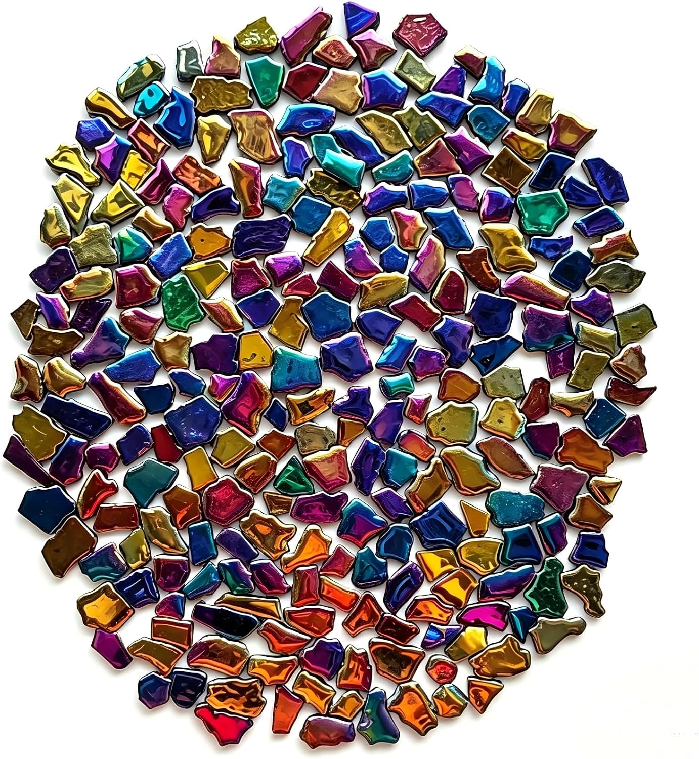 2cm/0.79Inch Iridescent Ceramic Mosaic Tiles, 1.1LB/500g Square Mosaic Tiles for Crafts, Mosaic Making Supplies for Bathroom Kitchen Wall Decor DIY Art Projects (170 Pcs, Bulk Pack)