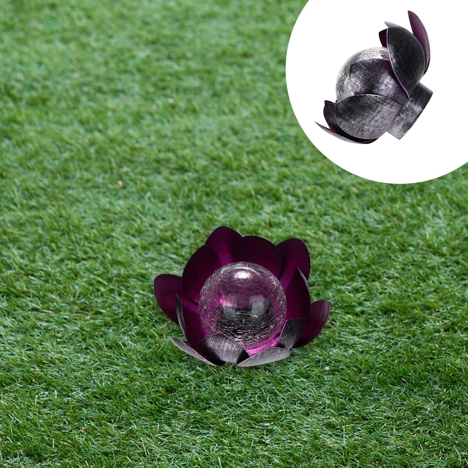 Solar Lotus Lamp Floating Water Light Purple Outdoor Pond Decorative LED Landscape Solar-Powered Garden Lighting