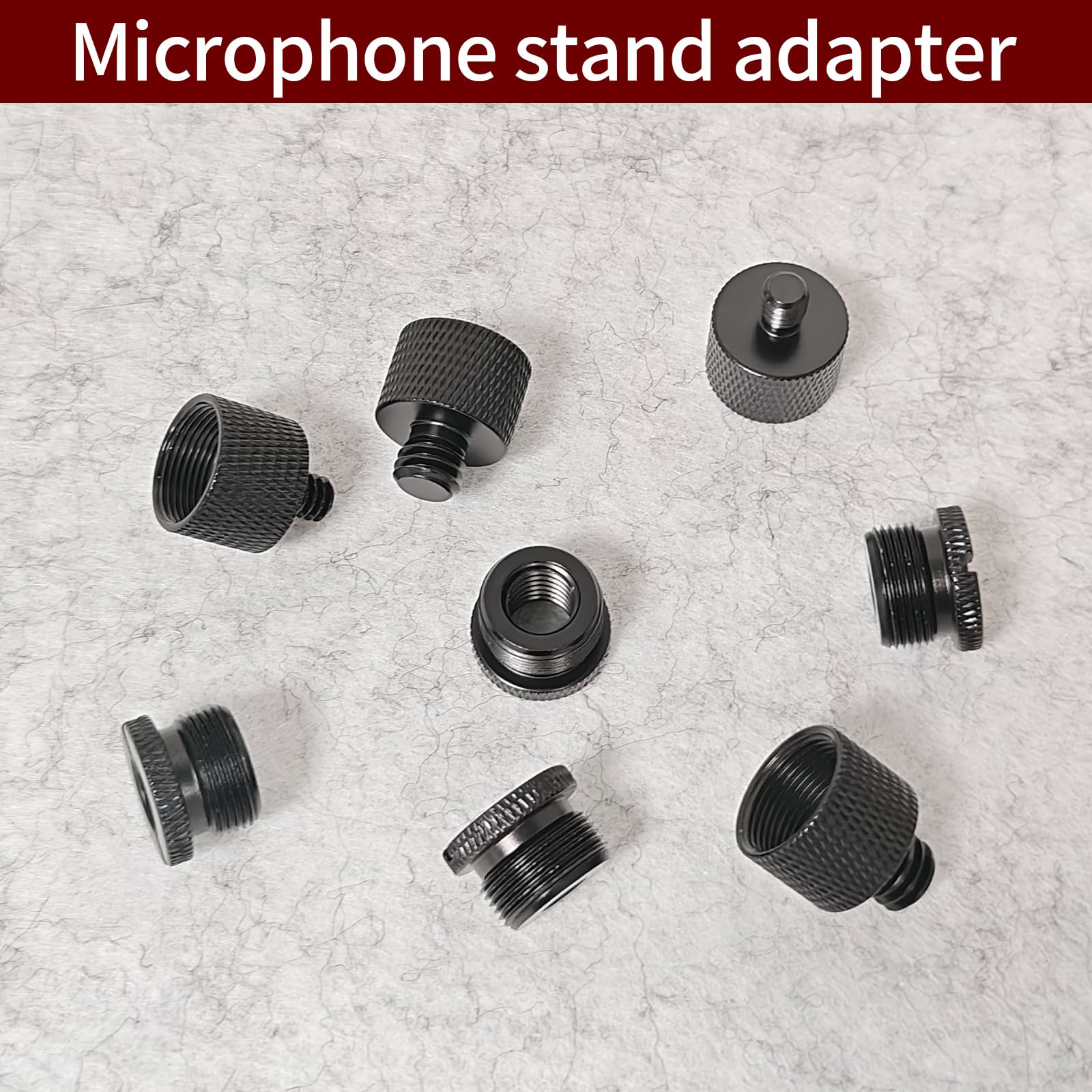 8 pezzi a 5/8to3/8, 3/8to5/8, 5/8to1/4, 1/4to5/8 femmina x filettatura maschio per supporto microfono a adattatore treppiede fotocamera