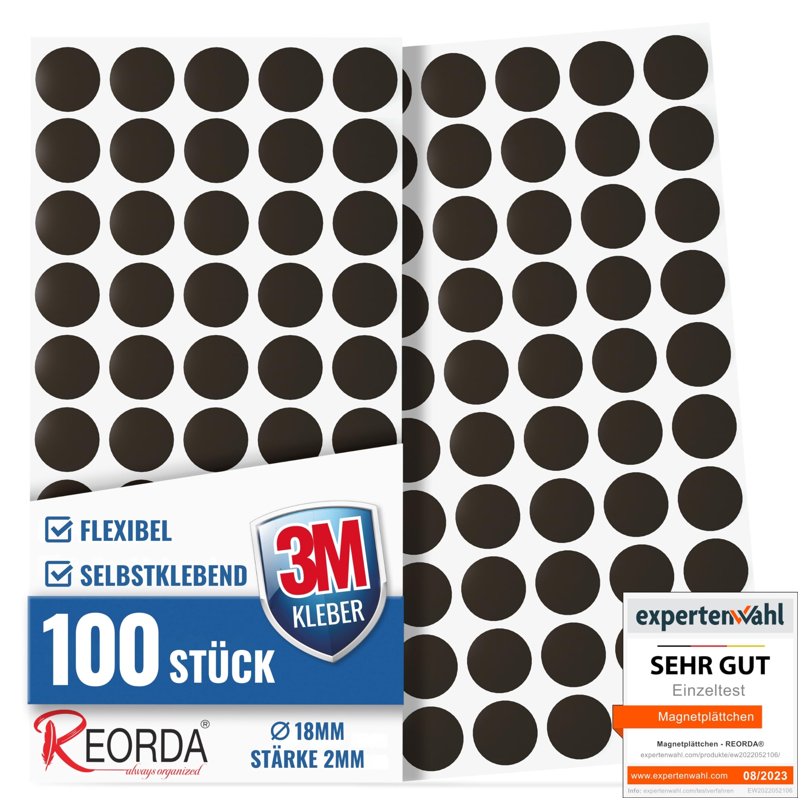 REORDA - Lot De 10 Bandes Magnétiques Autocollantes Puissantes (3M) - 15 Cm, Pour Fixation Sans Perçage - 9