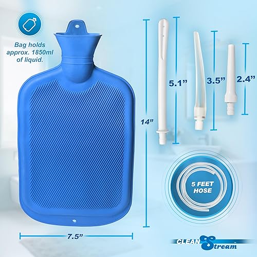 Miniatura 7 de Cleanstream Kit de enema de ducha de lujo para hombres y mujeres. Capacidad de bolsa grande, válvula de control ajustable, manguera de 5 pies con 3