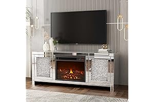 IKIFLY Mirrored Fireplace TV Stand