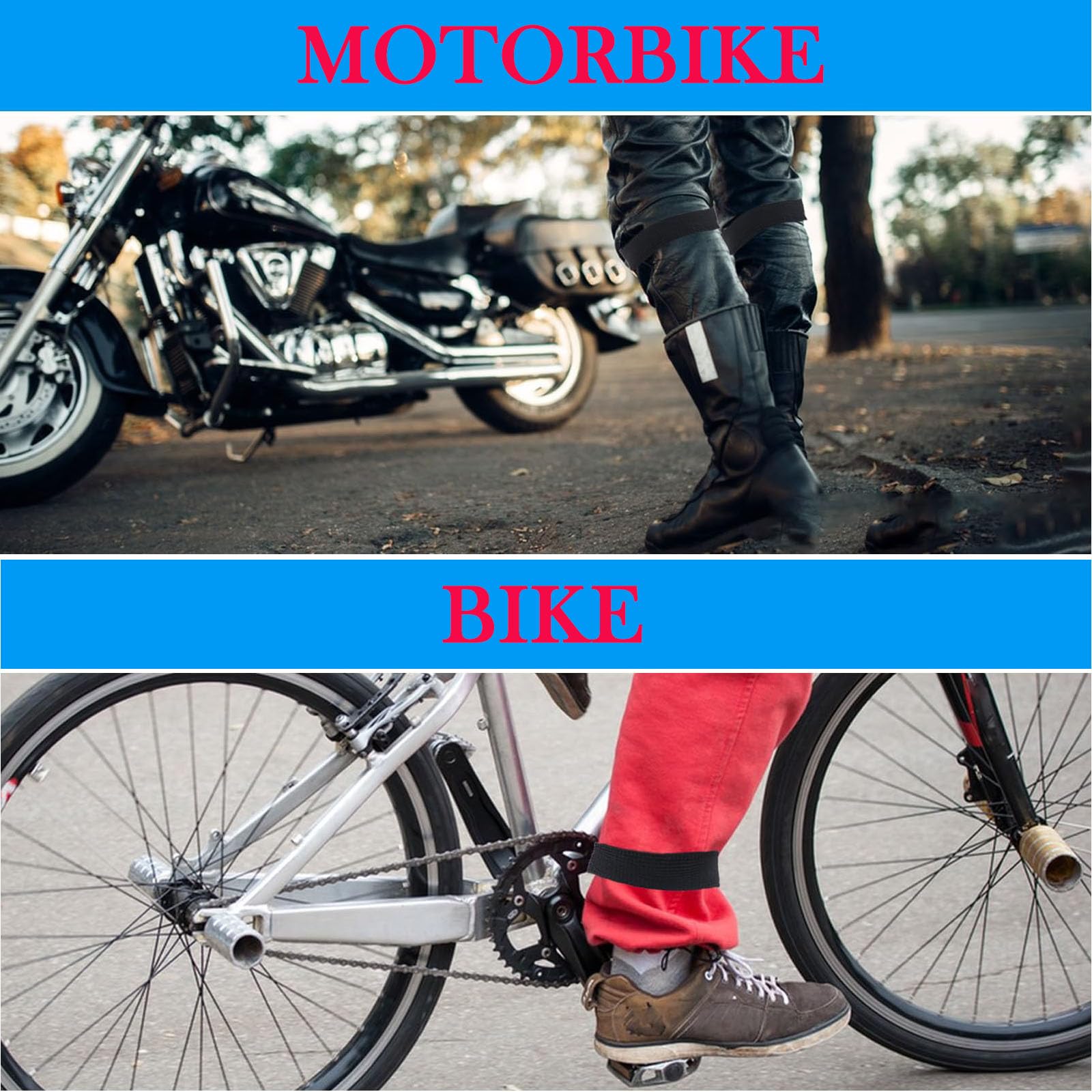Pinzas para Pantalones de Bicicleta, 9 Piezas, Cinta Elástica Autoadhesiva, 3 Tamaños, Correas para Tobillo