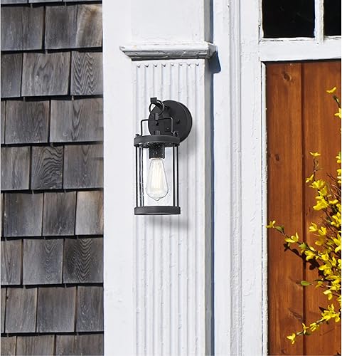 Miniatura 2 de Westinghouse 6122500 Westcott Bay - Accesorio de pared tradicional para exteriores, acabado negro texturizado, vidrio sembrado transparente