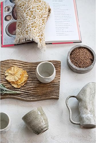 Miniatura 9 de Bloomingville Cortadora de madera de mango ranurada grande, queso con acabado de nogal y tabla de cortar, marrón