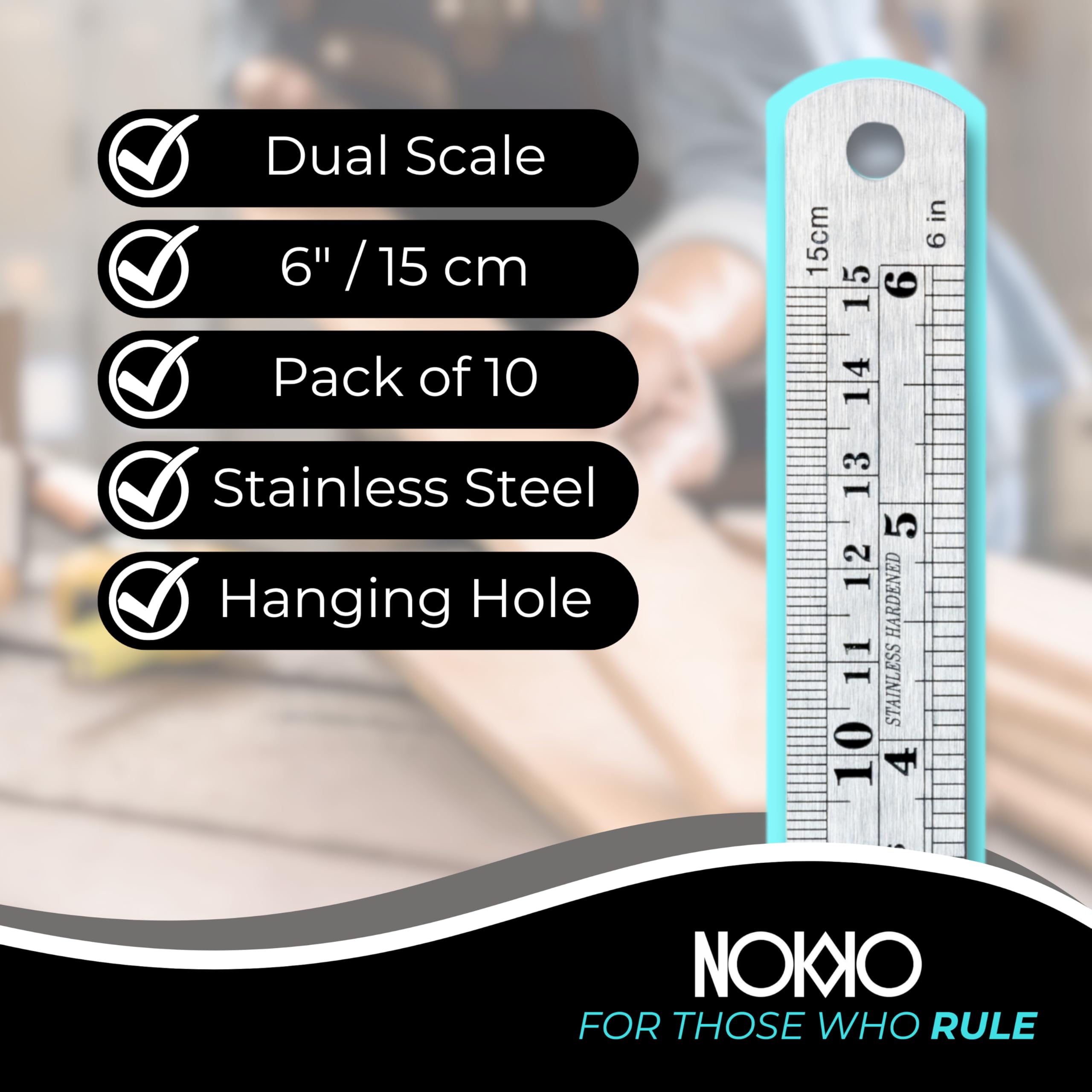 Snapklik.com : 6 Inch Metal Ruler Bulk Set - 10-Pack Of Compact 6 Inch ...
