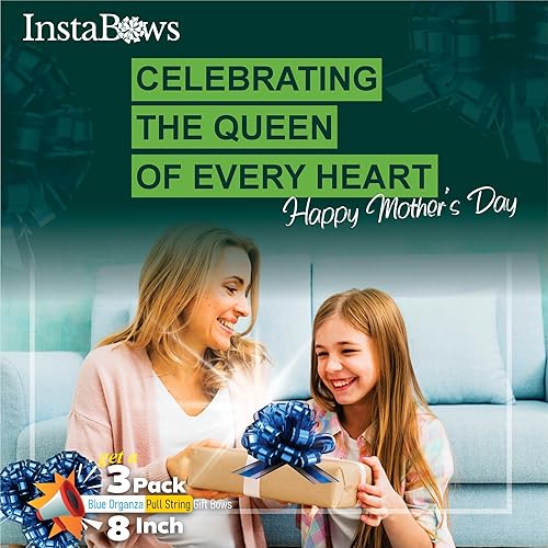 Miniatura 3 de Insta Bows - Lazo grande de 8 pulgadas para bicicleta, lazo de encaje azul y cinta que hace que el lazo grande sea perfecto para envolver regalos