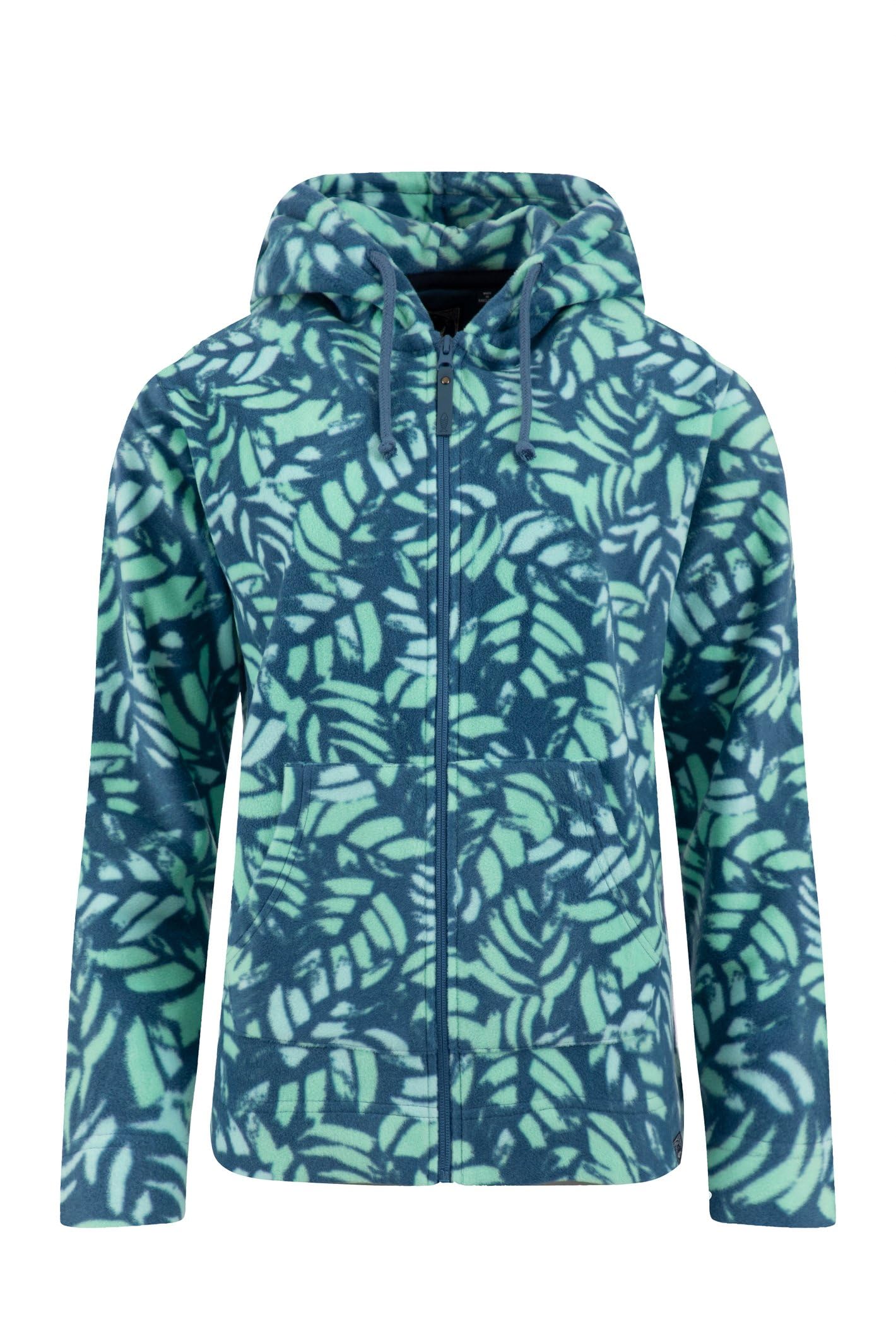 Weird Fish Women's Majolica Blue Imogen Full Zip Printed Microfleece Hoodie Size 20. (Jumper/Sweater/Fleece)
