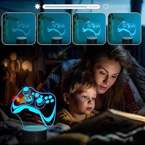 Miniatura 2 de Attivolife Lámpara 3D de gamepad con controlador de ilusión de holograma para niños, 16 colores cambiantes y control remoto de atenuación,