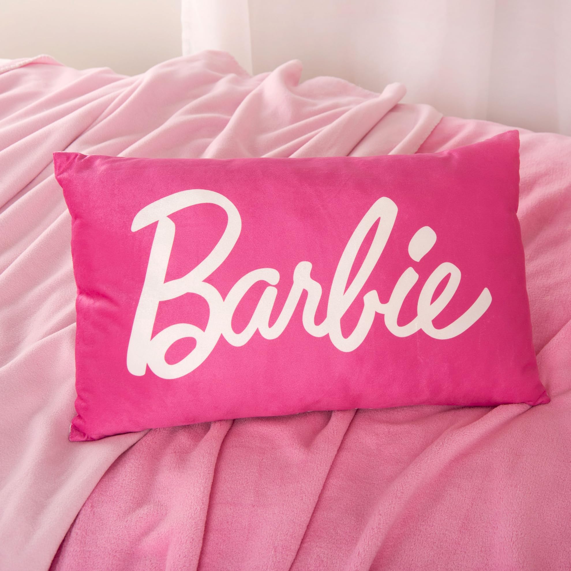 Herding Cojín con diseño de Barbie, 30 x 50 cm, cojín de niños de Tejido sintético de Pelo Corto Velboa, cojín Suave y Decorativo para acurrucarse, 100% poliéster