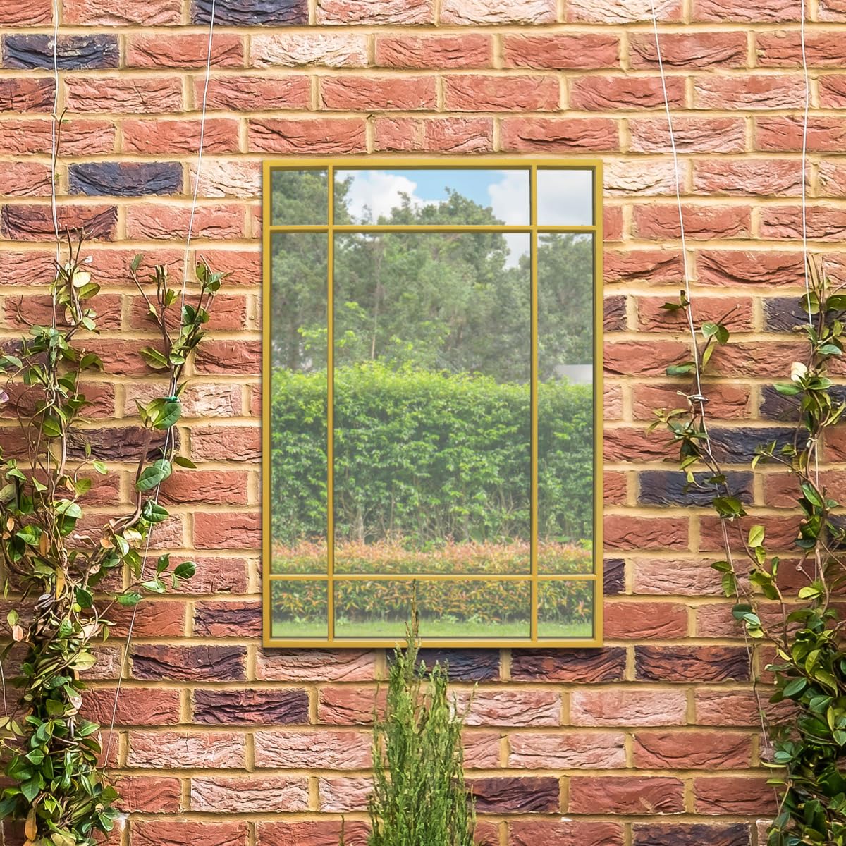 Mirroroutlet Gold The Genestra - Modern Contemporary Garden Wall Mirror 39" X 27" (100Cm X 70Cm) Silver Mirror Glass With Black Metal Frame.…