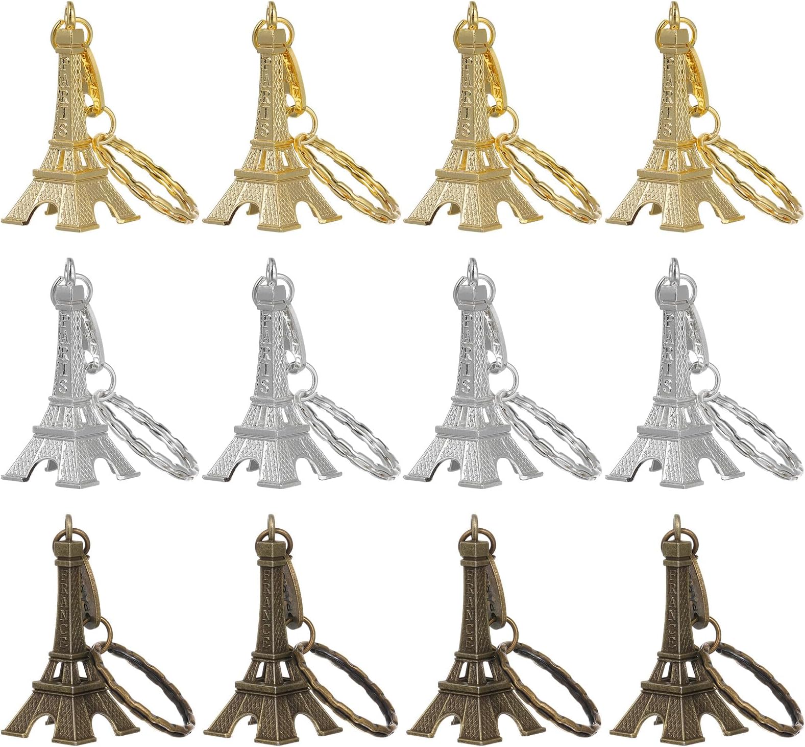 ifundom Eiffel Tower Keychain, 12 Pieces Eiffel Tower Keyring Retro Adornment French Souvenirs Keychains