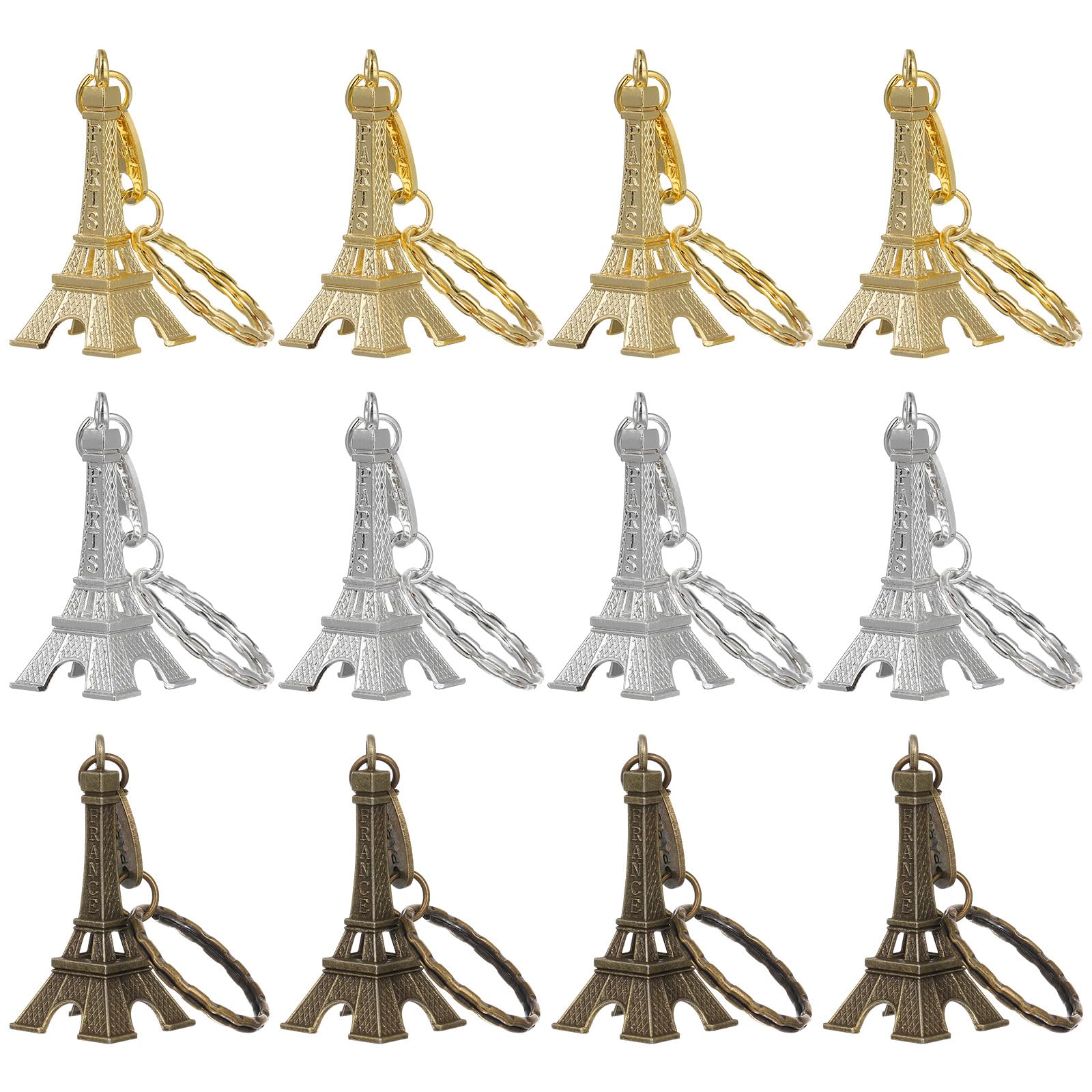 ifundom Eiffel Tower Keychain, 12 Pieces Eiffel Tower Keyring Retro Adornment French Souvenirs Keychains
