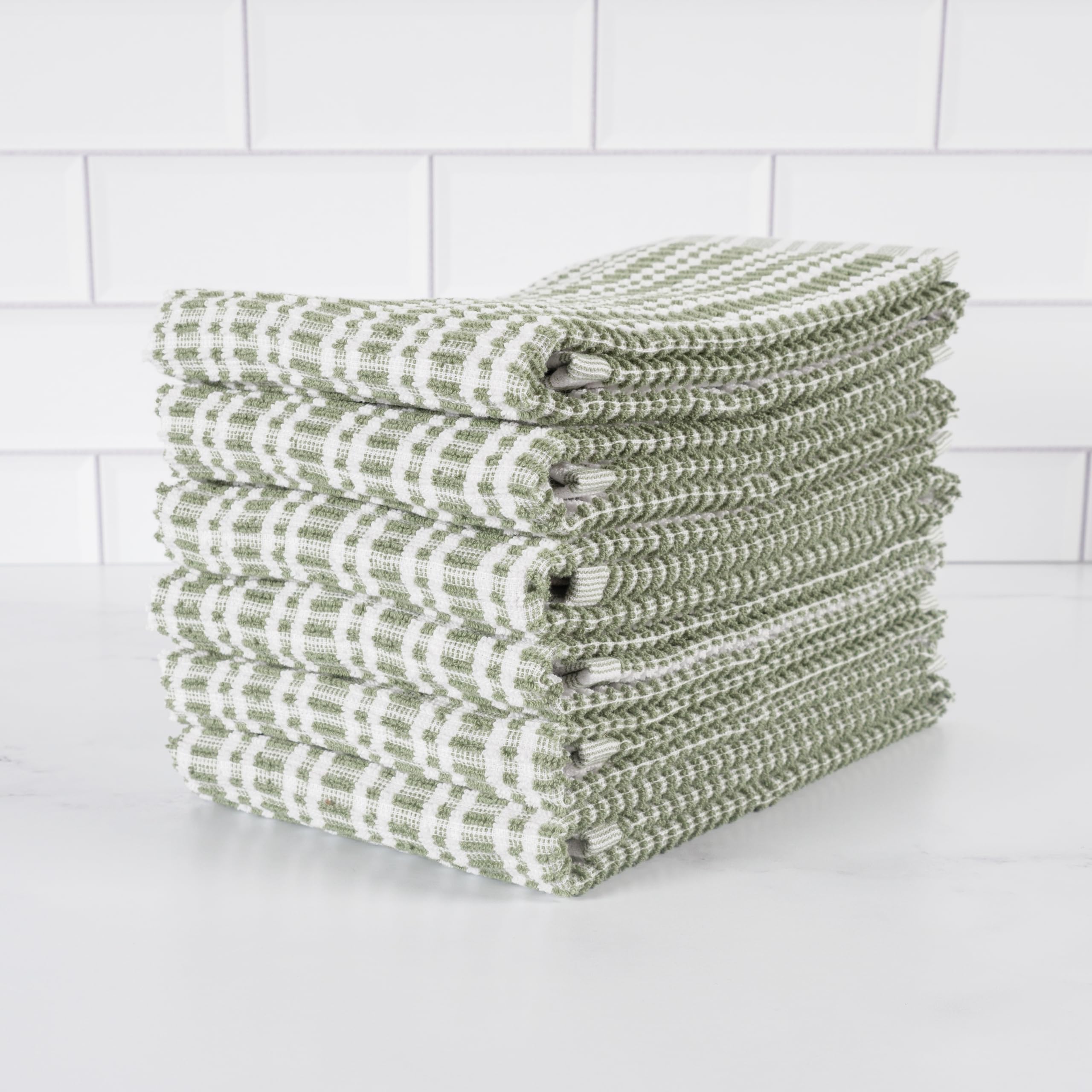 KAF Home Premium Terry Kitchen Towels (16”x 28”, 6 Pack) | 430 GSM Cotton Kitchen Hand Towels | Absorbent and Plush Terry Dish Towel Set