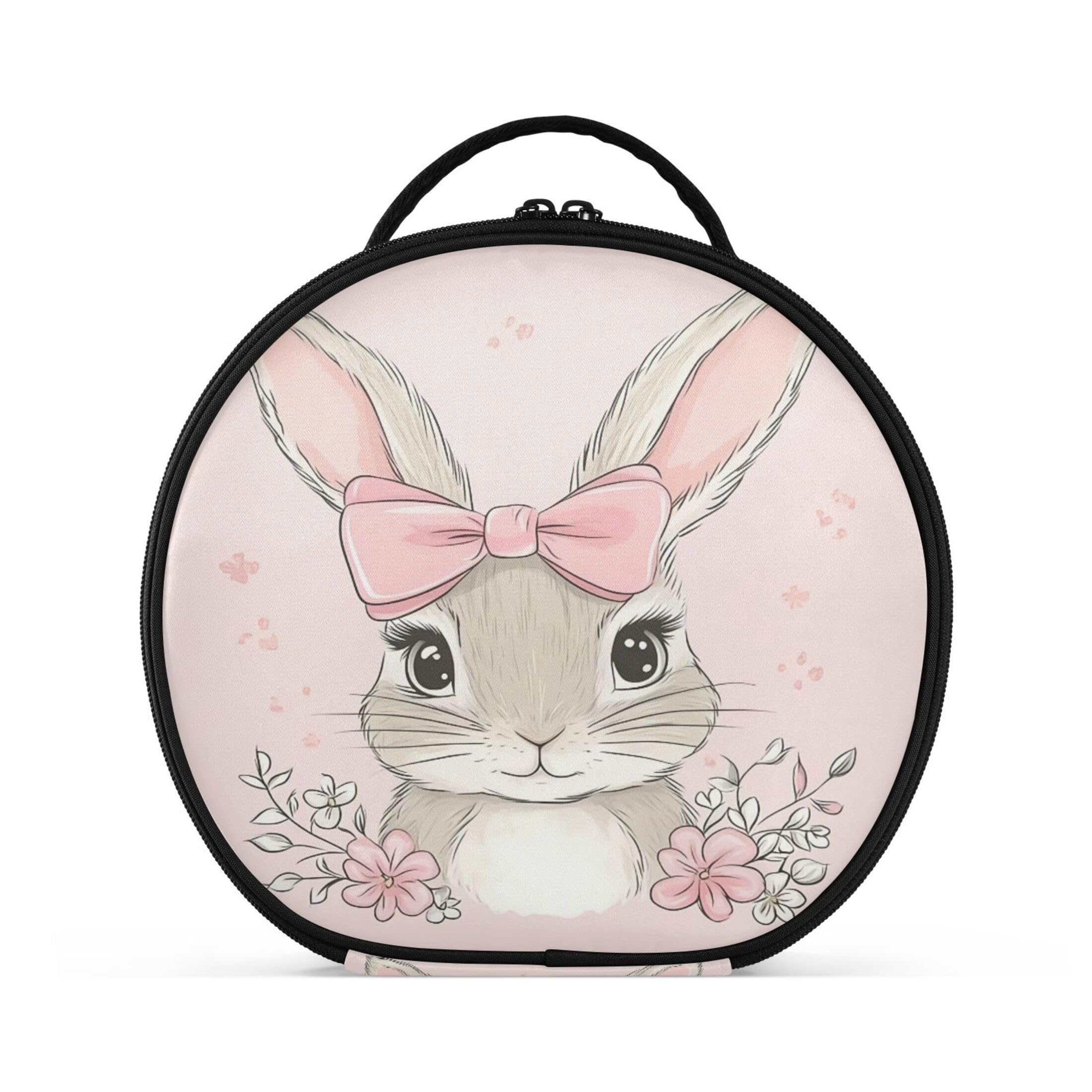 Takiito Bunny with Pink Bow Travel Makeup Case Portable Makeup Box Artist Cosmetic Case Organizer With Adjustable Dividers