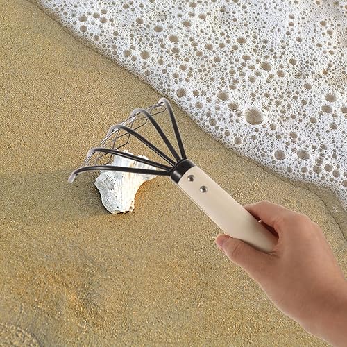 Miniatura 2 de DOITOOL Rastrillo con red de malla de 10 pulgadas con mango de madera para excavar almejas rastrillo para excavar mariscos