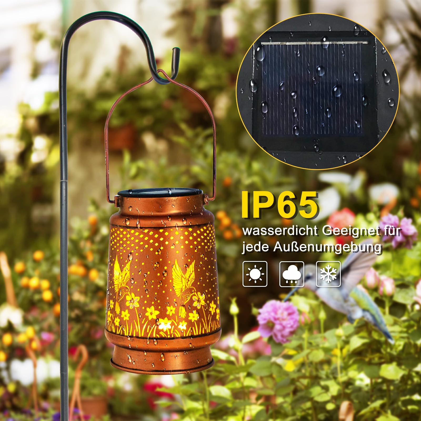 Lanterne Solari Da Esterno NUUEO A Colibrì, 2 Pezzi In Metallo, Impermeabili IP65, Luce LED Per Giardino E Terrazzo, Regalo Per Mamma - 2