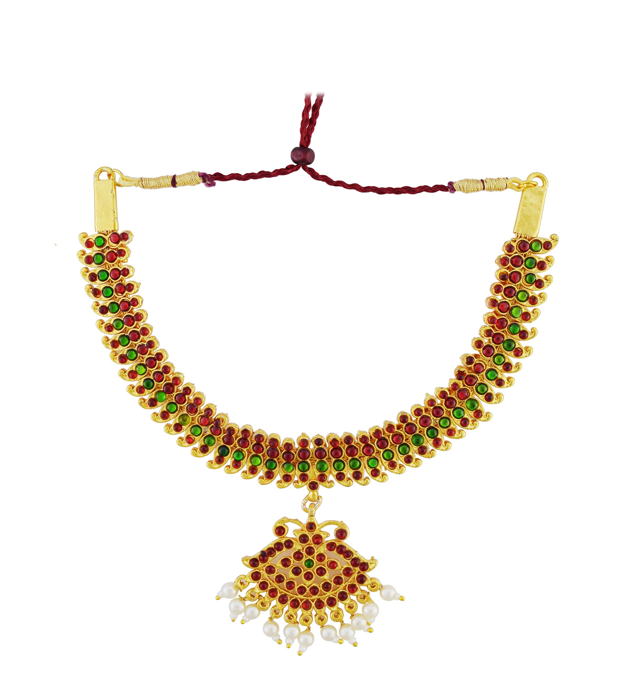 UG PRODUCTS Bharatanatyam Dance Jewellery Necklace Made with Green and Red Kemp Stones for Women (481) (B08PPKHHKY) Amazon Price History, Amazon Price Tracker