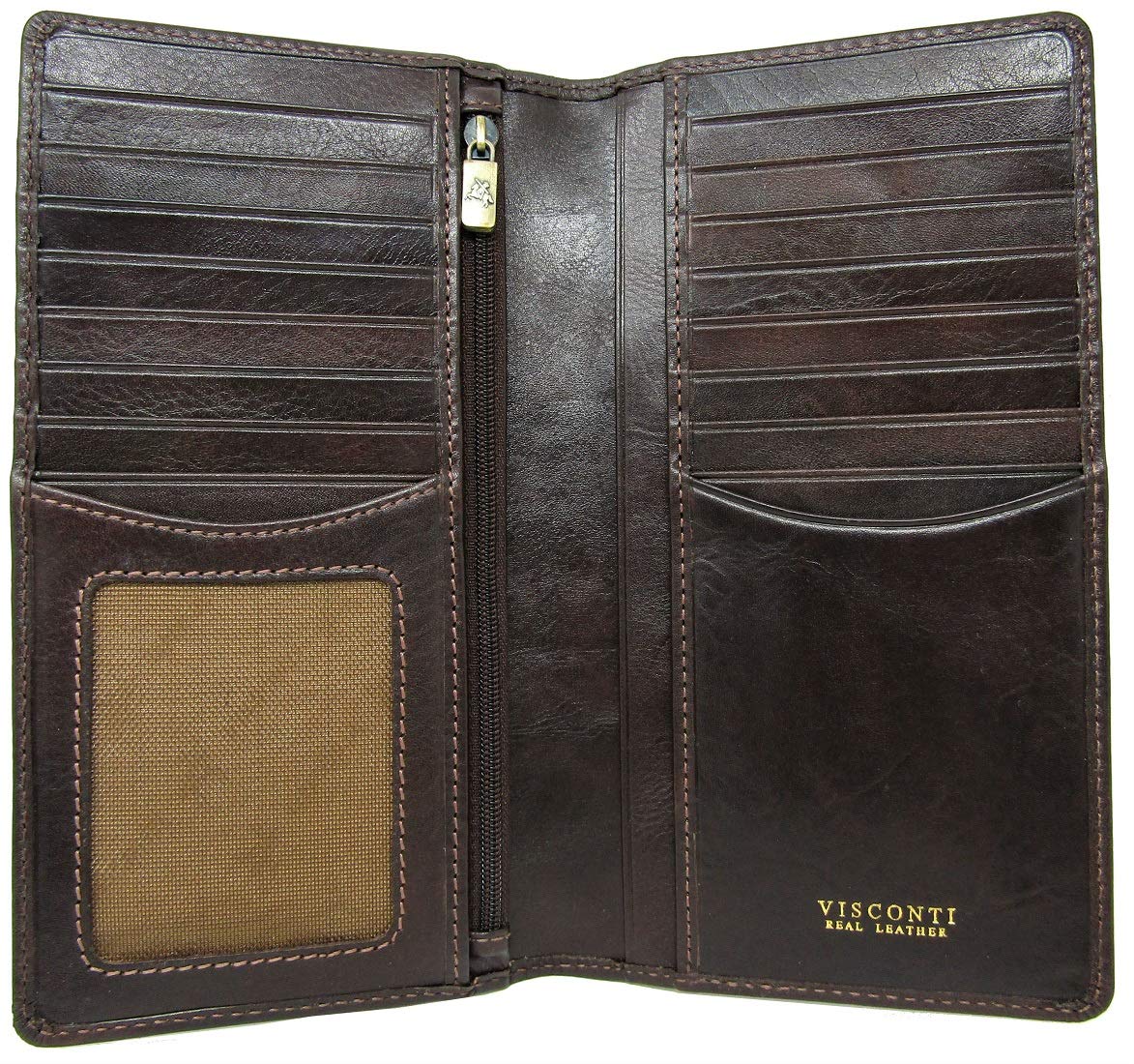 Visconti Tuscany 44 RFID Blocking Genuine Leather Wallet - Tri-Fold, Brown, 9 Card Slots, Zippered Compartment, ID Windows - View #9