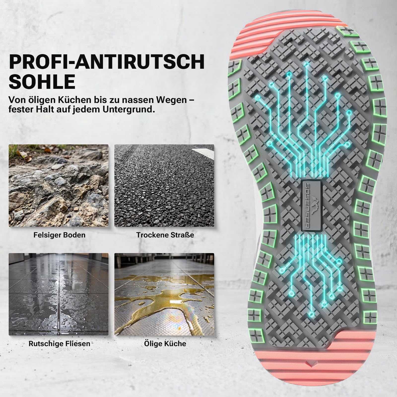 Sosenfer Herren Straßenlaufschuhe Extra Breit Sportschuhe Walkingschuhe Turnschuhe Laufschuhe Sneaker Atmungsaktiv Schockdämpfung rutschfest Fitness Im Freien Jogging