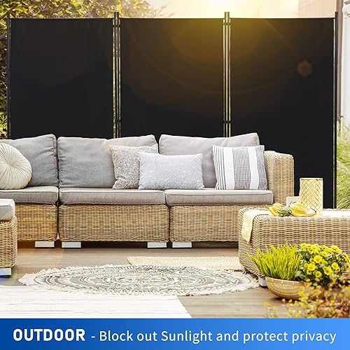 Miniatura 3 de OUTGAVA Divisor de habitación portátil de 3 paneles, pantalla de privacidad plegable de 6 pies, separador de habitación independiente para oficina,