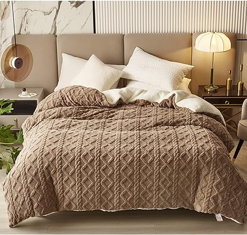 Funda de edredón de invierno de hibisco de aislamiento súper suave, fundas de edredón de piel sintética con cierre de cremallera, 1 funda de edredón