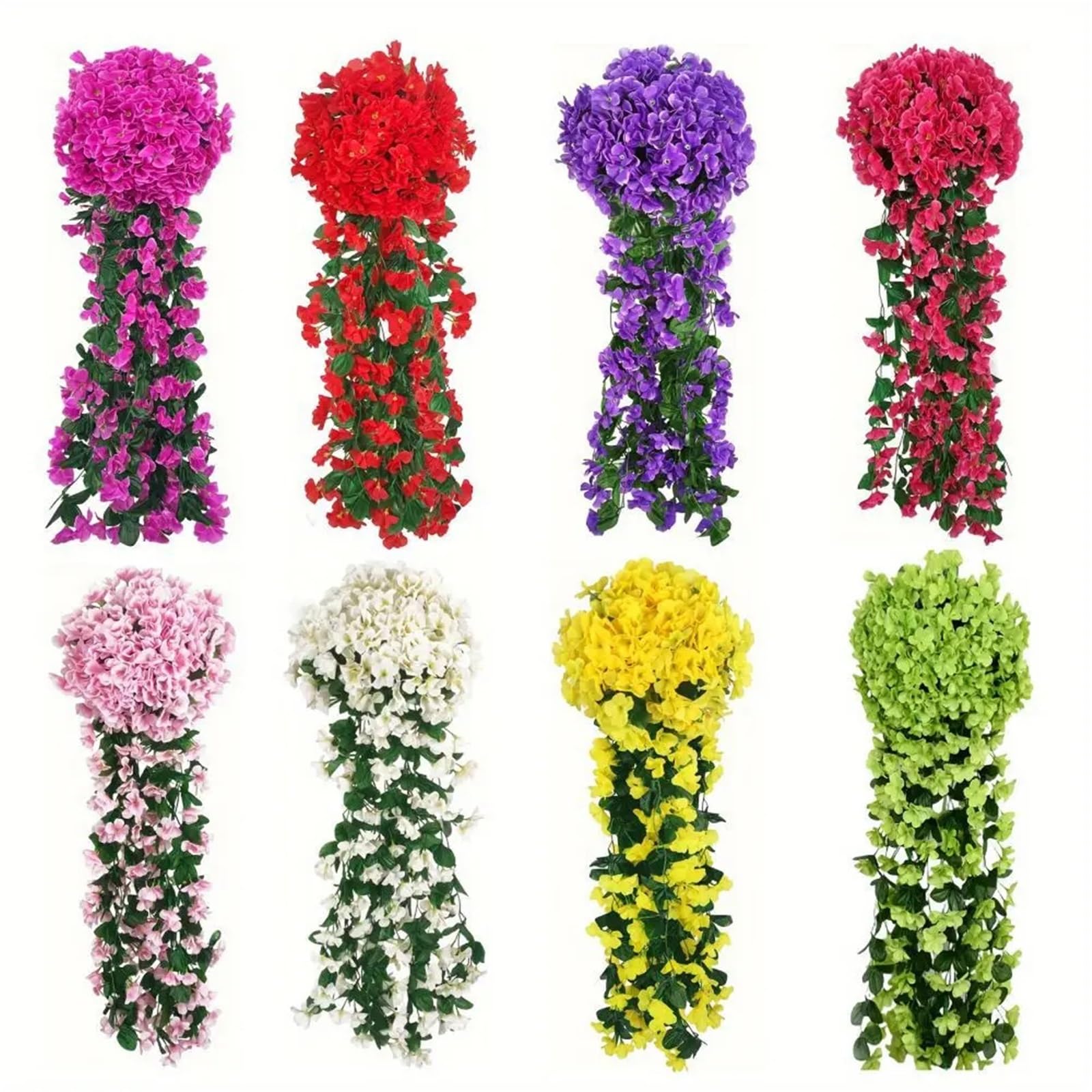 Dcrxz Artificial Flowers 2pcs Artificial Violet Silk Flowers Non-fading Rattan Hanging Vine Fake Plants for Wall Door Garden Wedding Party Decor(Purplish red)