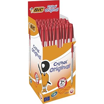 BIC Kugelschreiber Set Cristal Original, in Rot, Strichst&auml;rke 0,4 mm, 50er Pack, Ideal f&uuml;r das B&uuml;ro, das Home Office oder die
