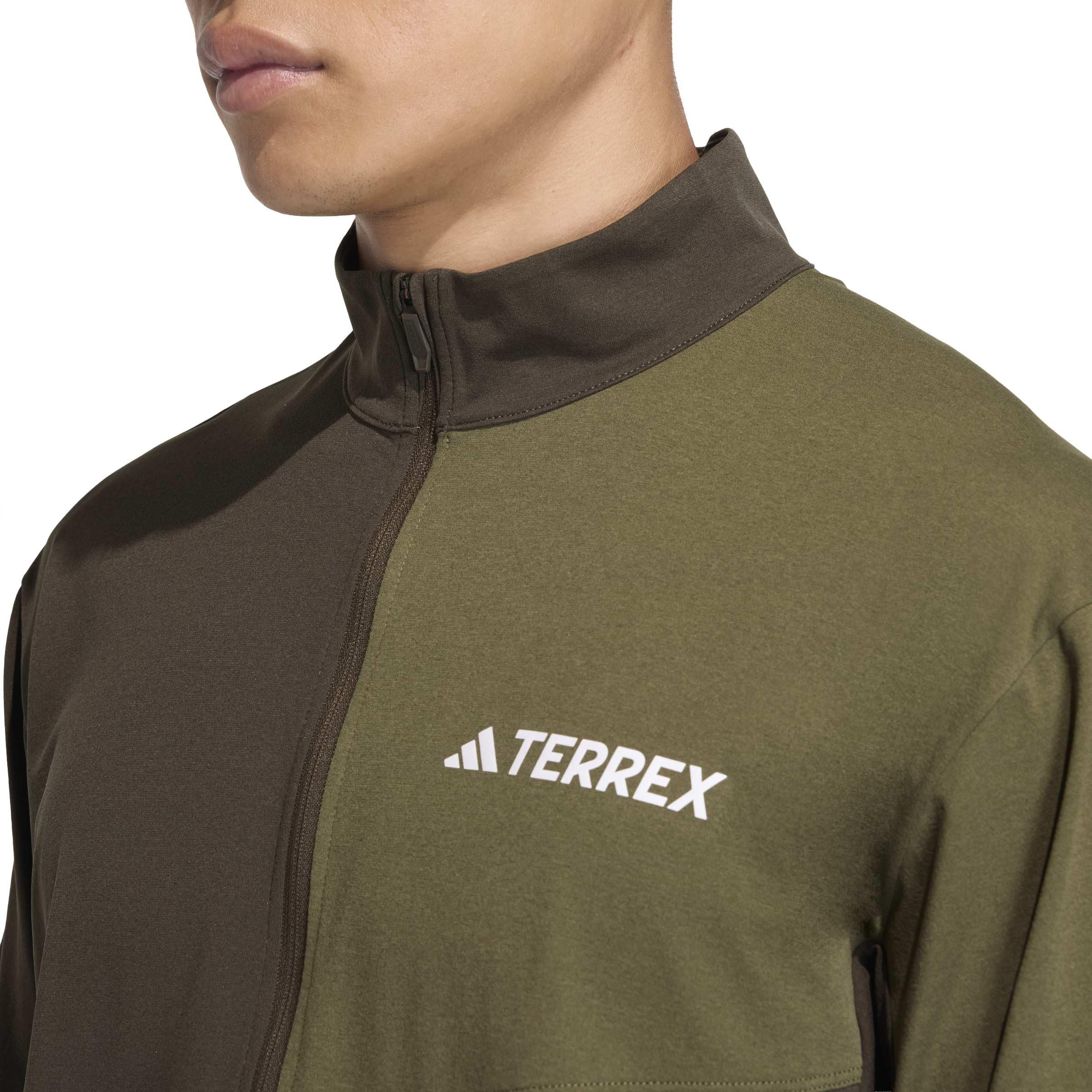 adidas Mezczyzni Terrex Multi Climacool Half Zip Long Sleeve Shirt, shadow olive, S