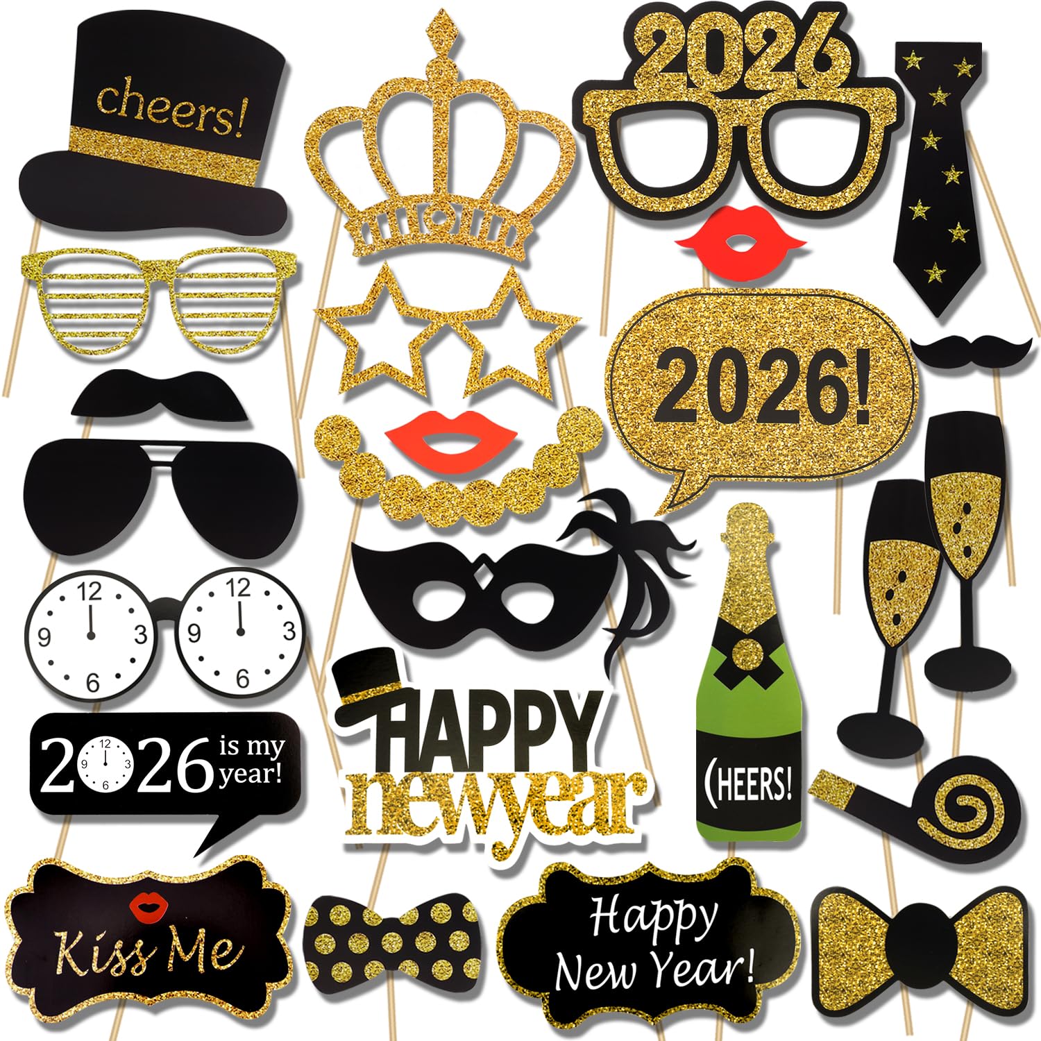 24 Cappelli A Cono Di Carta Per Festa Di Capodanno 2025, Decorazioni Per Feste, Forniture Per Adulti E Bambini, 6 Disegni, 6,1 X 24,1 Cm