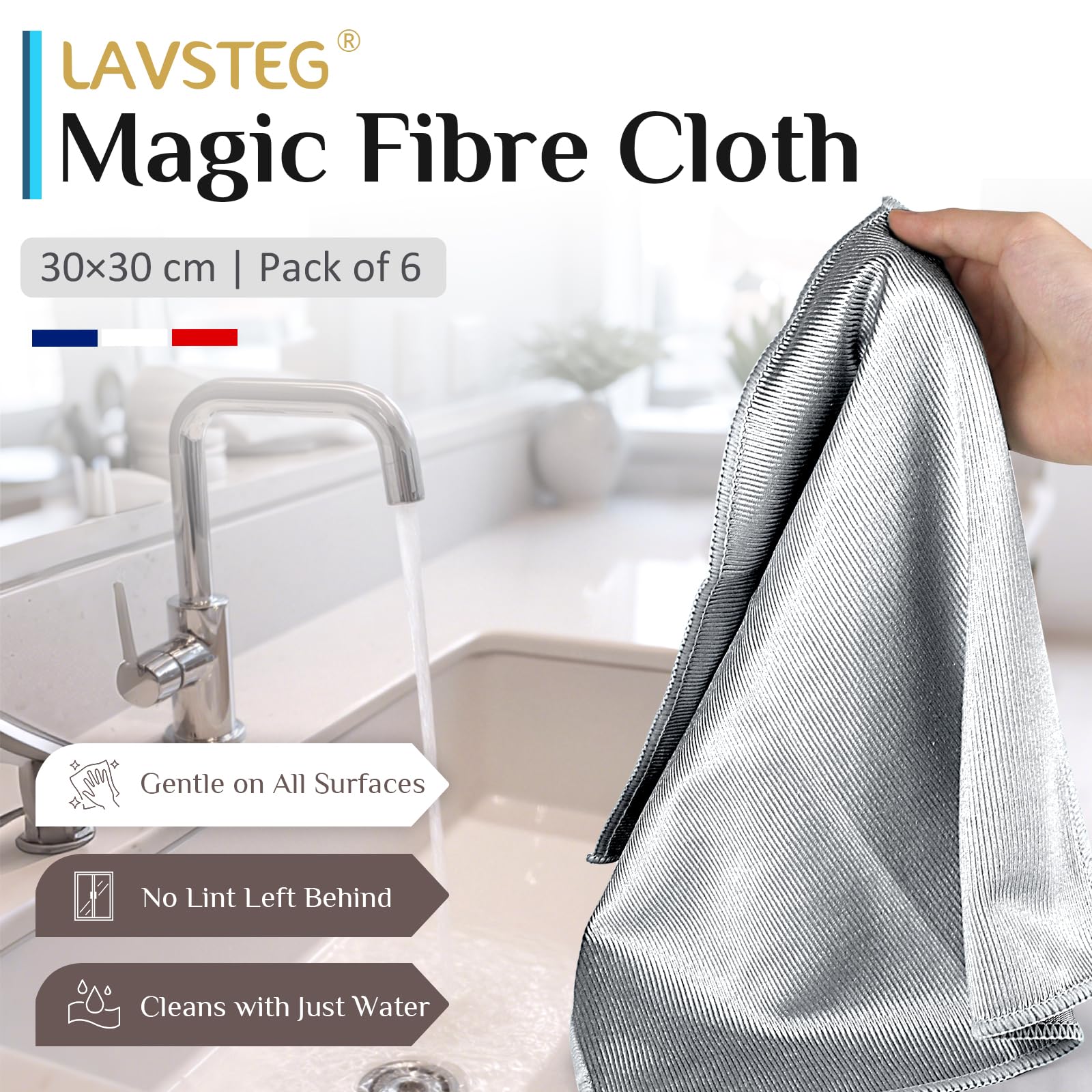 LAVSTEG Chiffon Magique Microfibre, 6X Serviette sans Trace Absorbant Polissage, Lingette Essuie Vitre Verre Miroir Lunette Vaisselle Cuisine Menage Voiture, Torchon Nettoyage Réutilisable Lavable - 2