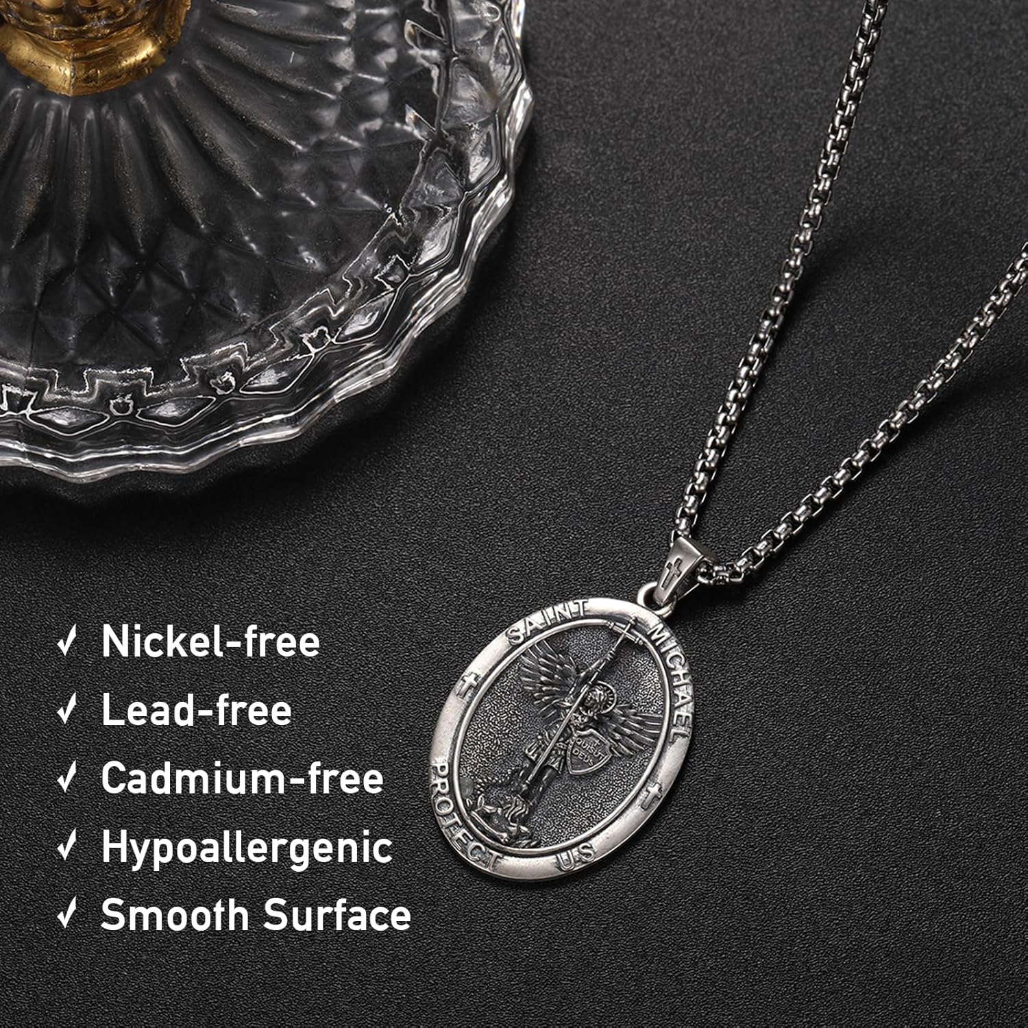 Patron Saint Medal Necklace 925 Sterling Silver Catholic Protection Pendant Religious Jewelry Gifts for Men Women - Image 3