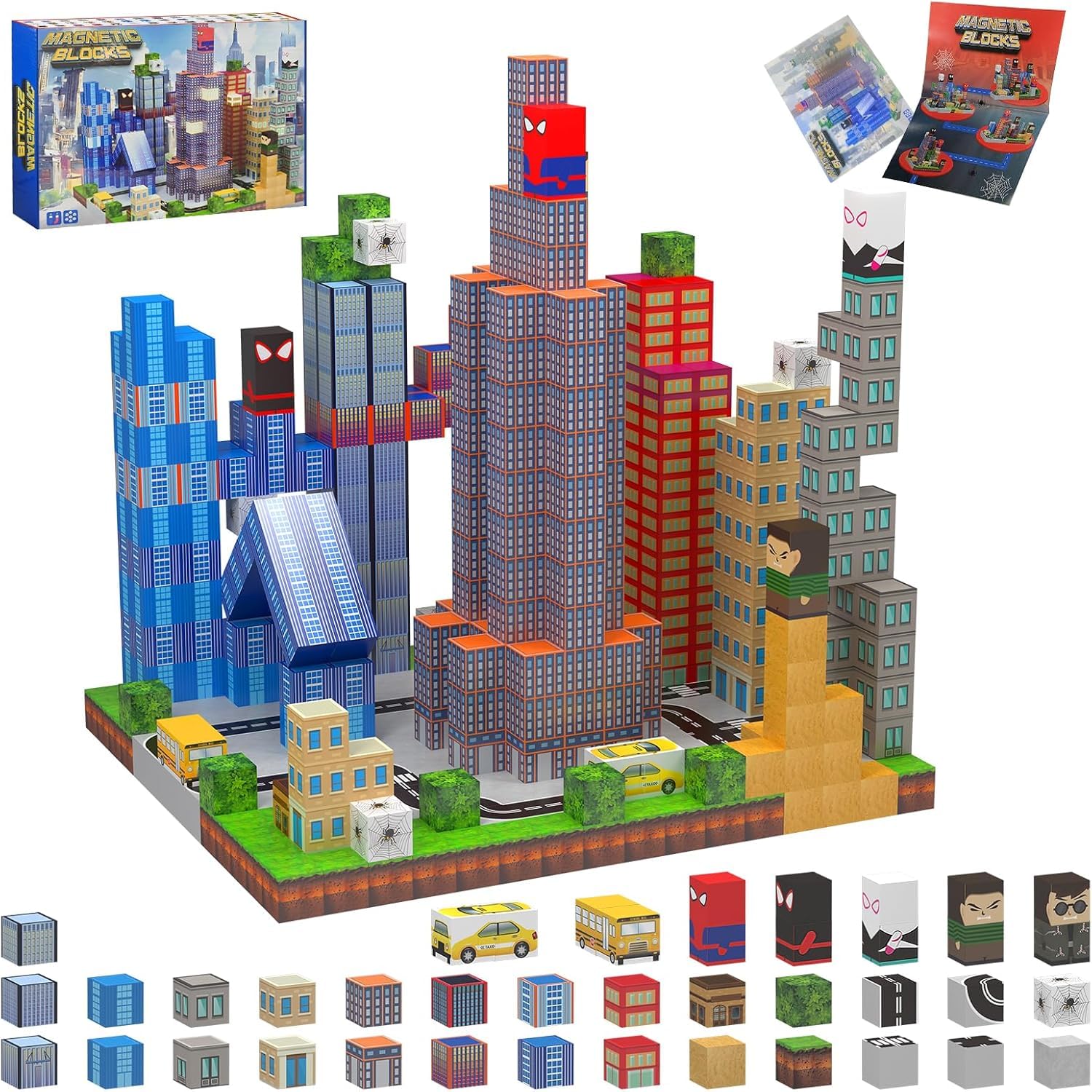 TUKIIE Magnetische Bausteine 150 Stück 2.5CM Magnetic Building Blocks Magnetbausteine Magnetspielzeug Magnetspiele Konstruktionsspielzeug Spider Spielzeug für Jungen Mädchen ab 3 4 5 6 7 9-12 Jahre