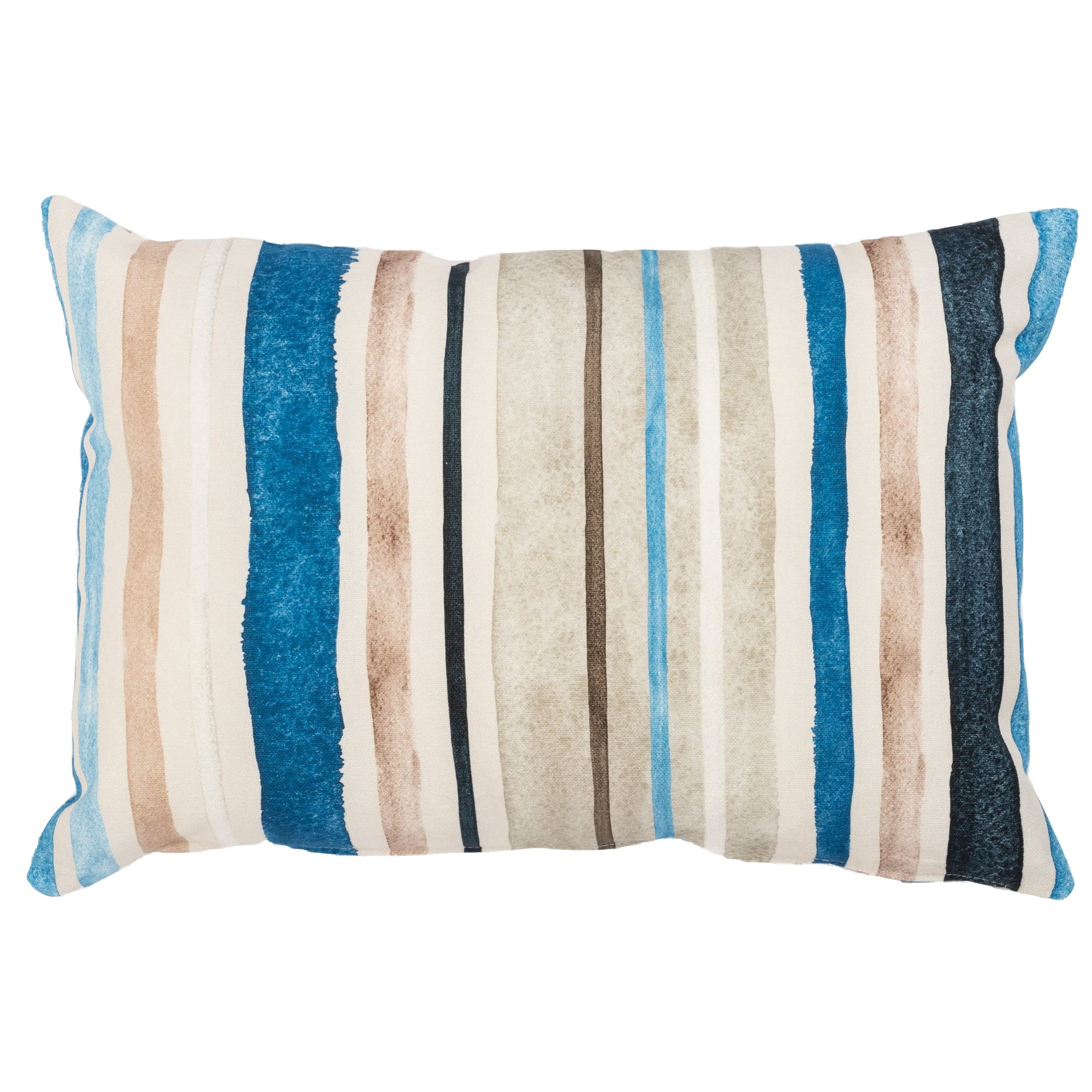 Linen Loft Blue Watercolour Ocean Stripe Boudoir Cushion Cover. Traditional Nautical Hortizontal Stripes In Marine And Grey Hues. 17X12 Rectangle Cover Only.