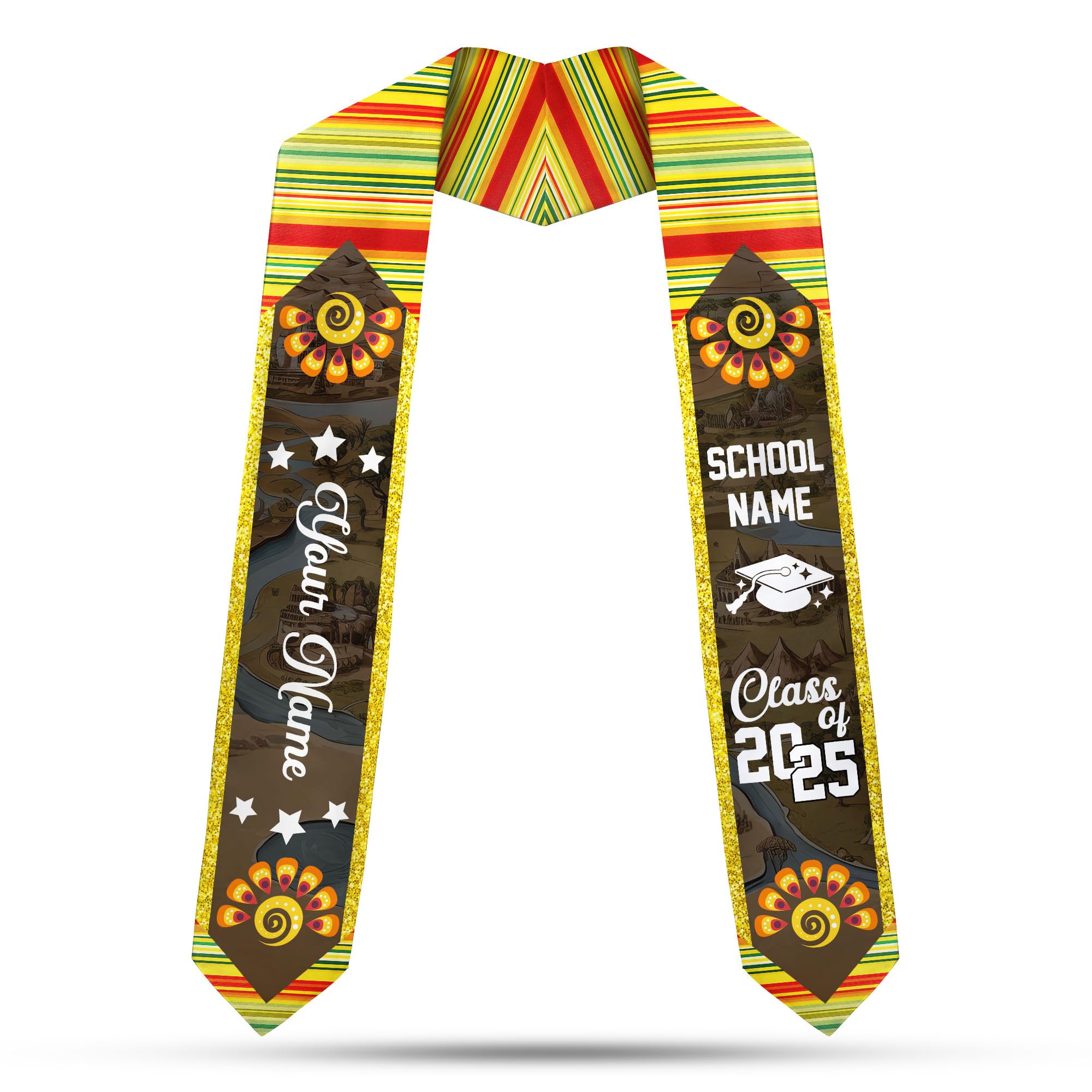 Custom African American Graduation Stole,Personalized Kente Graduation Sash,Class of 2025 African Graduation Stole S273