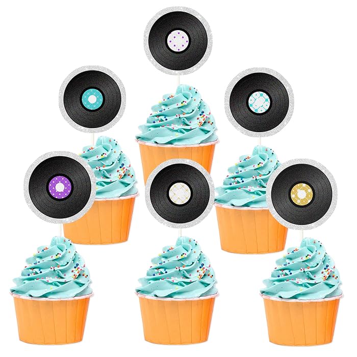 Atsmbiye 48-Piece Rock & Roll Cupcake Toppers - Music Theme Party Decorations For Birthday, Baby Shower - View #11