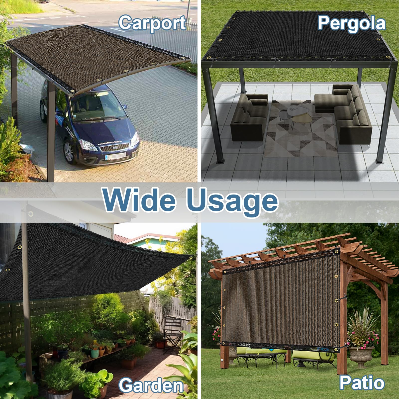 Snapklik.com : 10X12 Ft Outdoor Sun Shade Cloth, 90% Pergola Shade ...