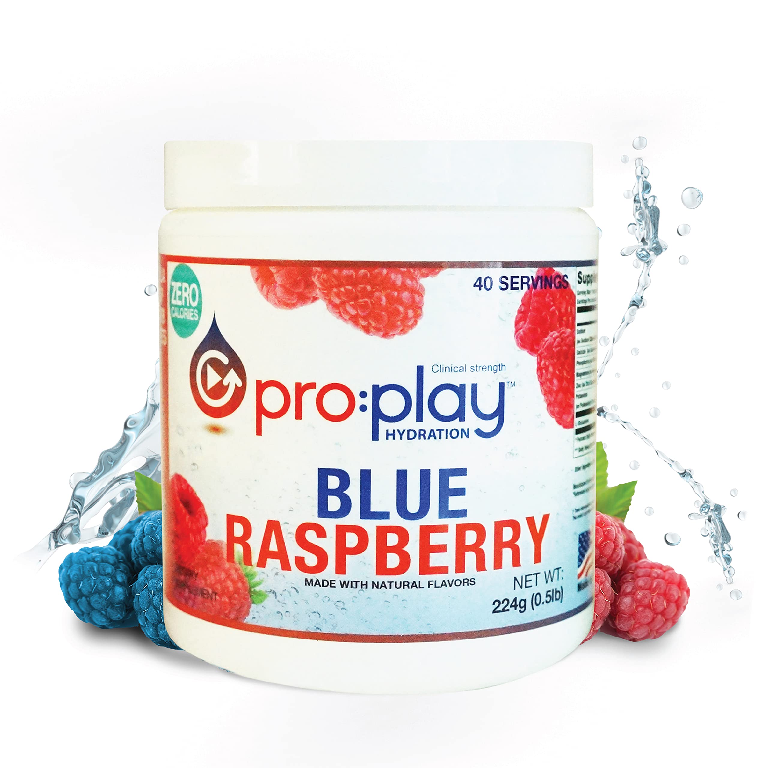 Electrolyte Hydration Drink with Magnesium, Sugar Free, 40 Serving Tub, Blue Raspberry