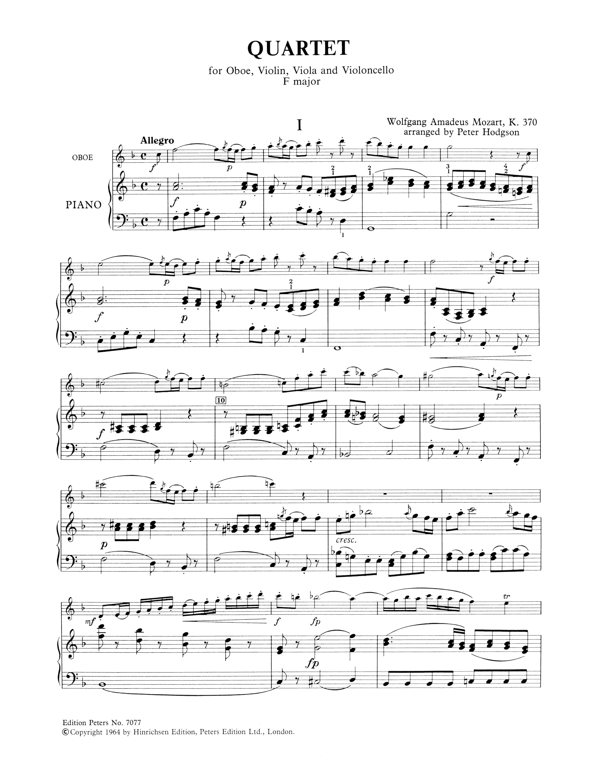 Oboe quartet in f k.370 hautbois