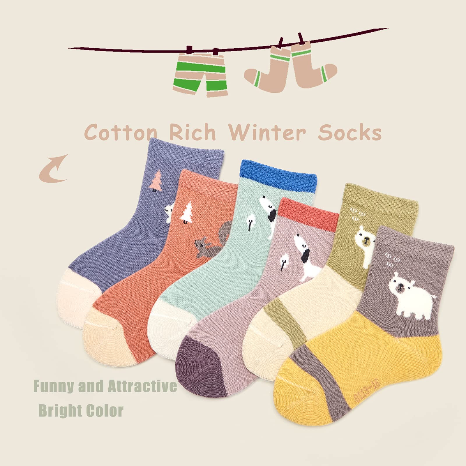 Aisyee Lot de 6 paires de chaussettes colorées en coton sans couture pour garçon