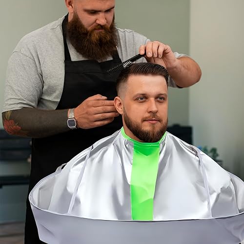 Miniatura 2 de Wsevinn Capas de corte de pelo para adultos, capa de corte de pelo profesional, paraguas impermeable, capa de peluquería para peluquería, con 1