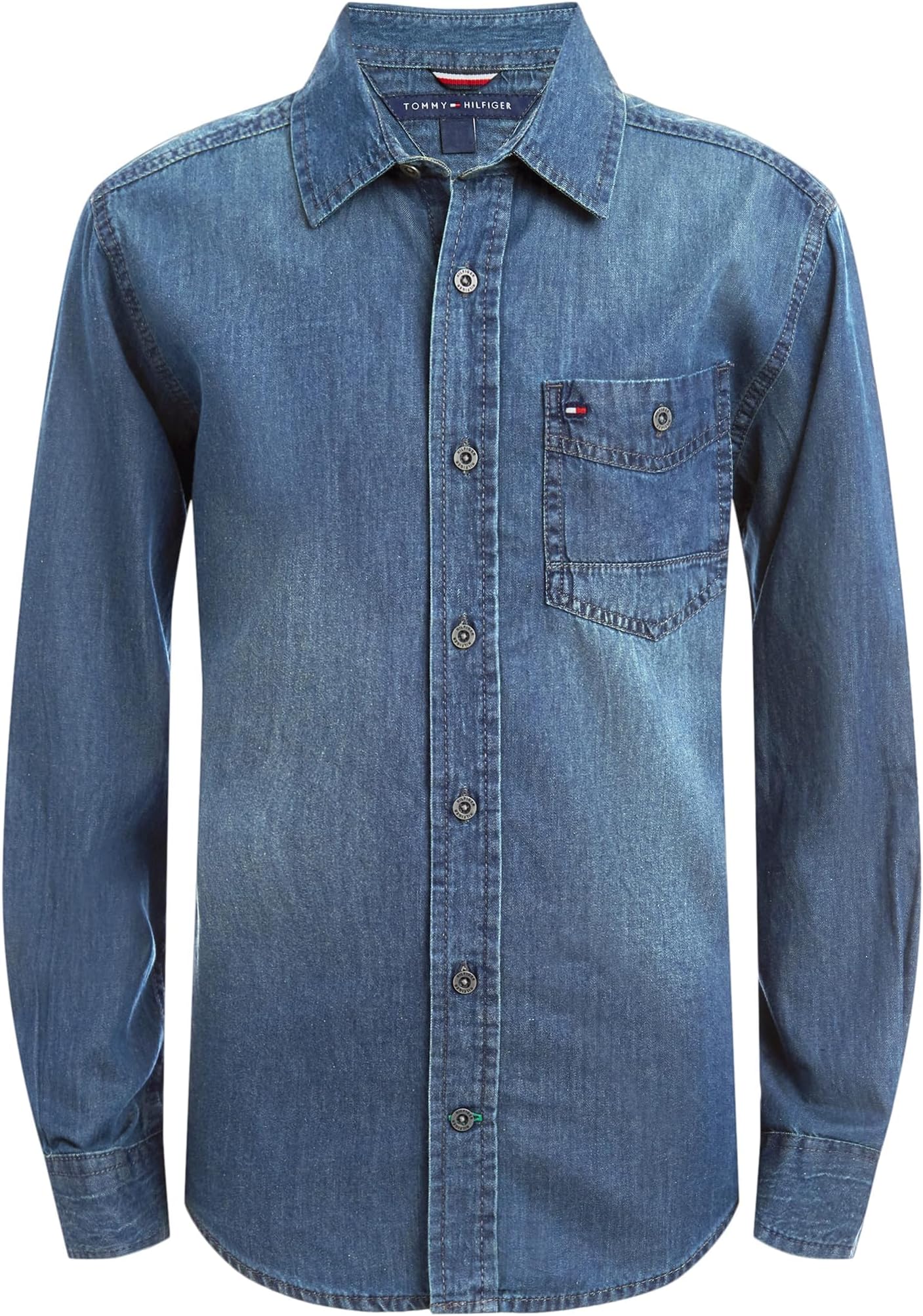 Boys' Long Sleeve Woven Button-down Shirt, Lightweight & Breathable