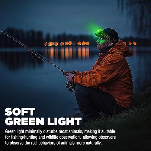 Miniatura 4 de EverBrite Linterna frontal recargable, 700 lúmenes para adultos, 6 modos con luz blancarojaverde, faro LED ajustable de 60 para caza, correr y