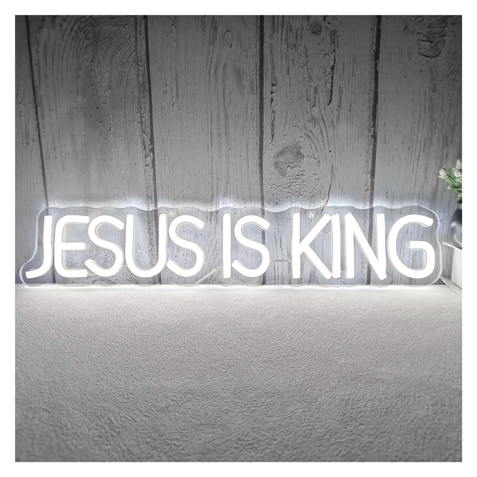XENITE Hanging Art Neon Signs Jesus is King Neon Sign USB Dimmer Switch for Christian Church Religious Gaming Room Bedroom Decoration 41x8.3cm
