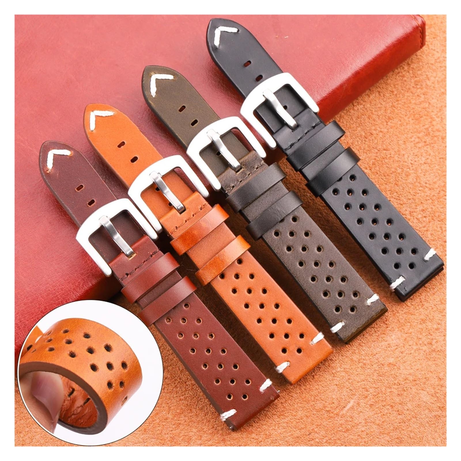 Szybkozłączka Wosk Olejowy Pasek Do Zegarka Ze Skóry Bydlęcej 18 Mm 20 Mm 22 Mm 24 Mm Pasek Skórzany Smartwatch