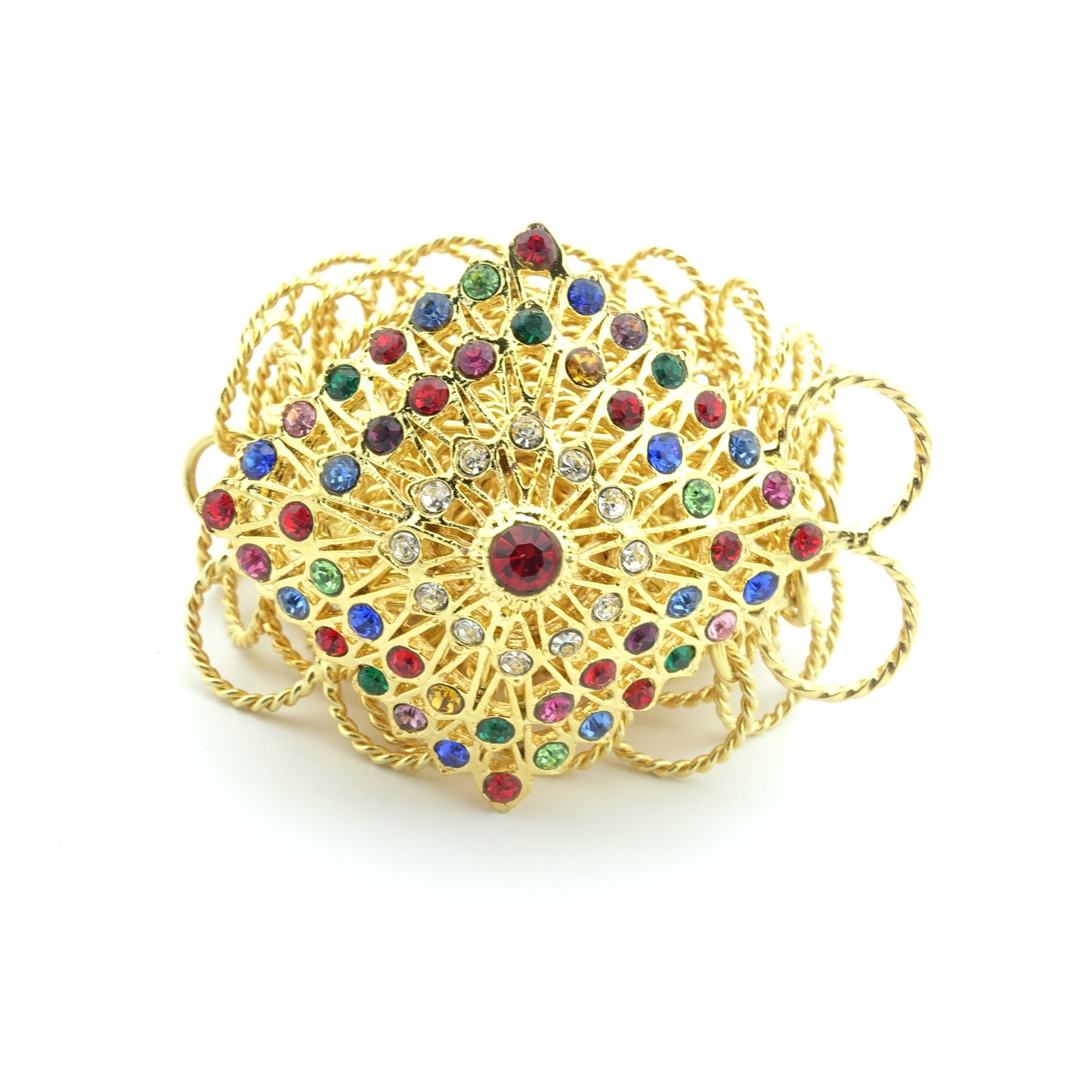 Siwalai Thai Traditional Gold Plated Multicolor Crystals Costume Belt 38 Inches, 38, Gold-plated Alloy / Crystals, crystals