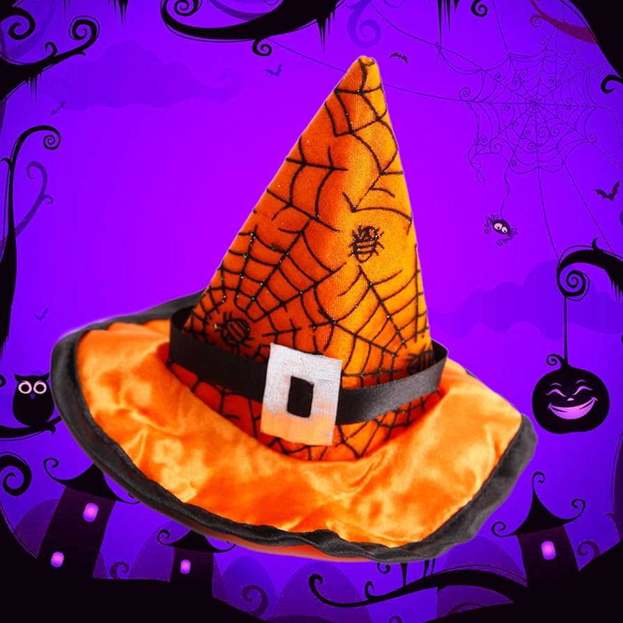 Amazon.co.jp: クモ柄ホラー系 ミニ魔女帽子 三角帽子デザインの